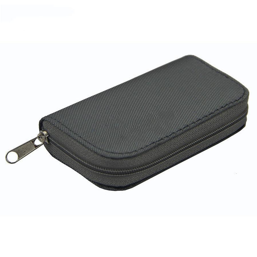 JMT-709962 Compact Zippered CF Card Storage Bag with Card Slots - 11.5cm x 6cm x 2cm, Durable Nylon Material