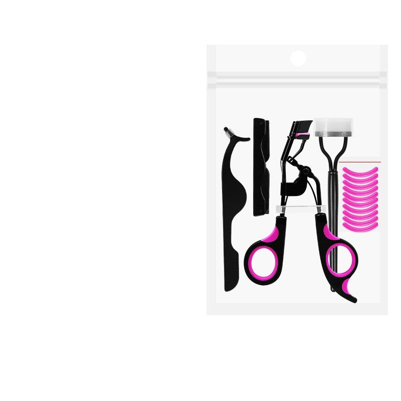 JMT-710218 Semi-Arc Eyelash Curler with Steel Comb and Eyebrow Grooming Set - 5-Piece Carbon Steel Tool Kit