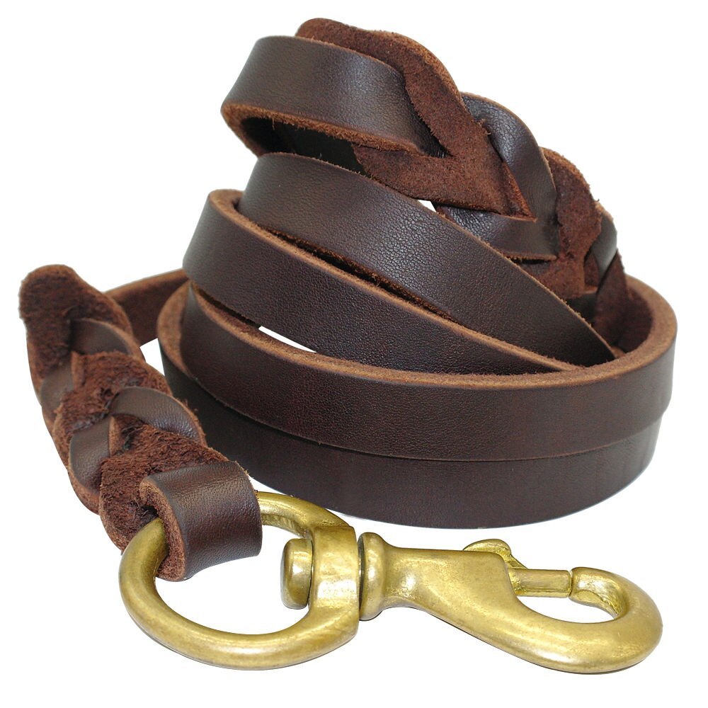 JMT-710282 Leather Dog Leash for Large Breeds - Training Rope for Golden Retrievers and More - Multiple Sizes Available