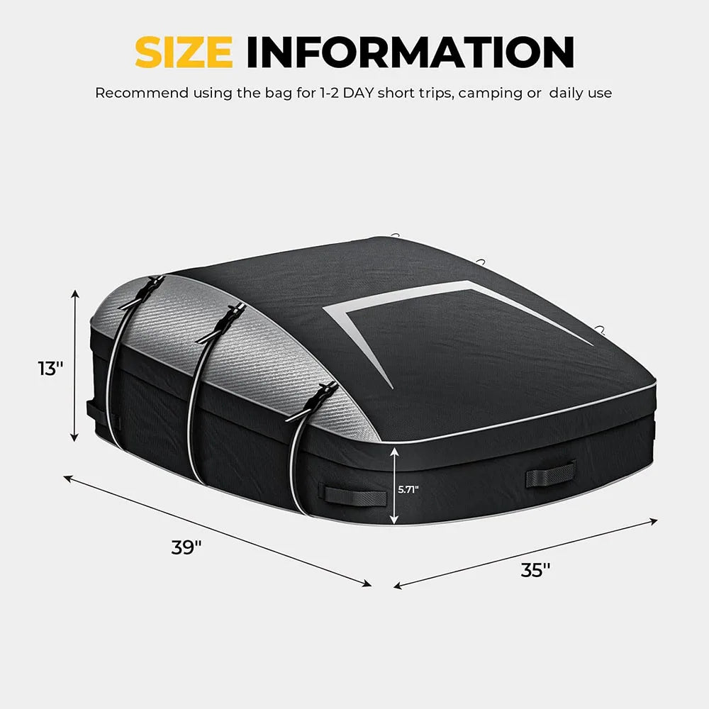 JMT-710410 Water-Resistant Soft Rooftop Cargo Carrier Bag for Vehicles with Roof Racks, 900D Oxford Fabric