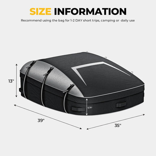 JMT-710410 Water-Resistant Soft Rooftop Cargo Carrier Bag for Vehicles with Roof Racks, 900D Oxford Fabric