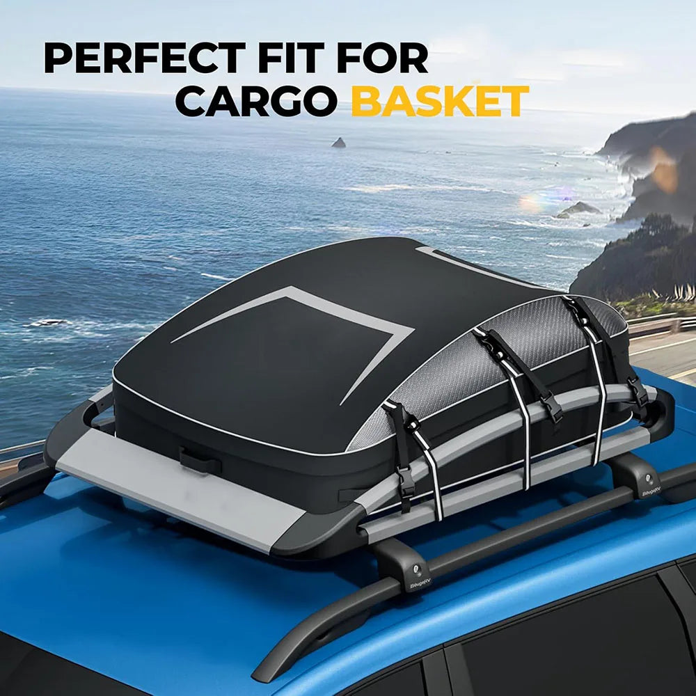 JMT-710410 Water-Resistant Soft Rooftop Cargo Carrier Bag for Vehicles with Roof Racks, 900D Oxford Fabric