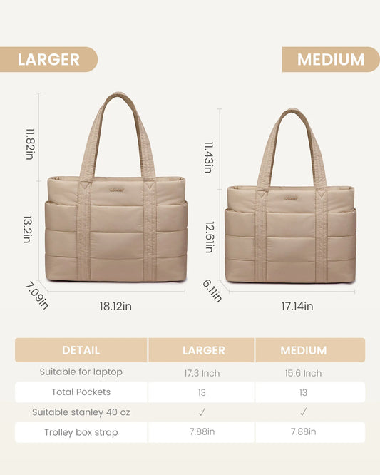 JMT-710602 Puffy Laptop Tote Bag for 15.6-17.3 Inch Laptops - Ideal for School, Work, and Office Use
