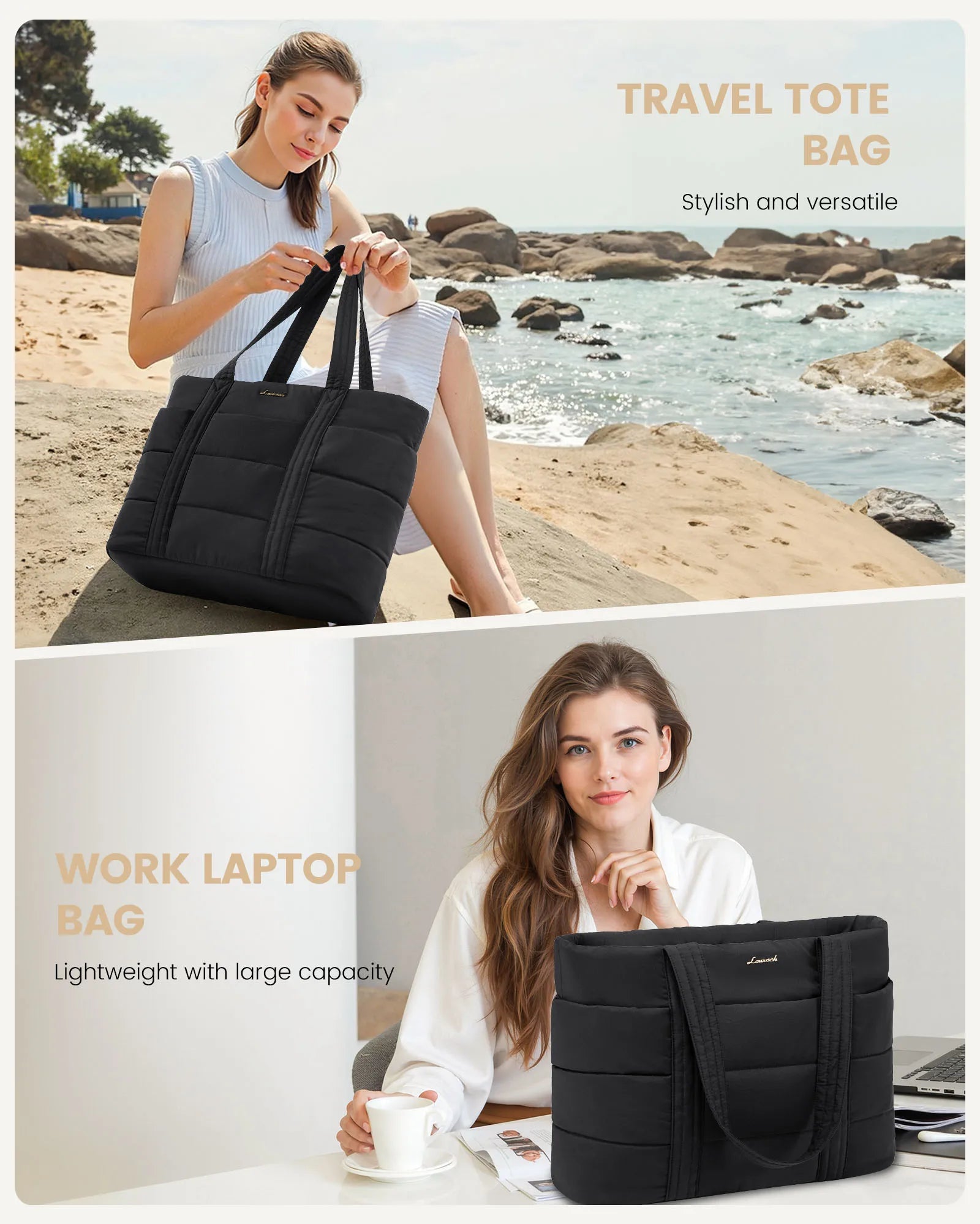 JMT-710602 Puffy Laptop Tote Bag for 15.6-17.3 Inch Laptops - Ideal for School, Work, and Office Use