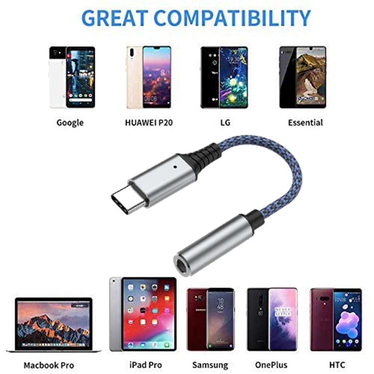JMT-710602 USB-C to 3.5mm Aux Headphone Jack Adapter for Pixel, Samsung, OnePlus, iPad