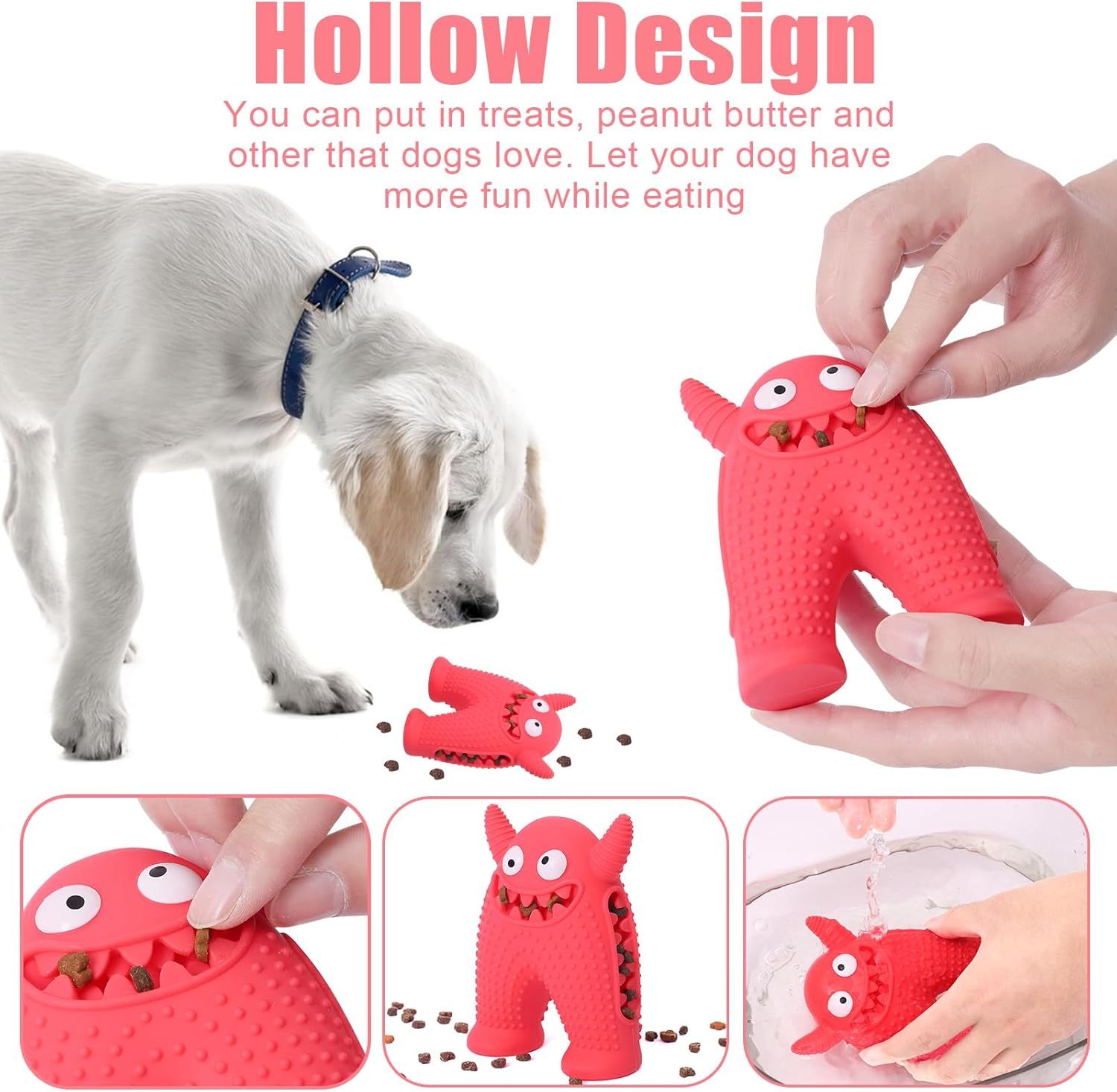 JMT-710922 Durable Monster-Shaped Squeaky Dog Chew Toy for Small Dogs - Natural Rubber Dental Cleaning Tool