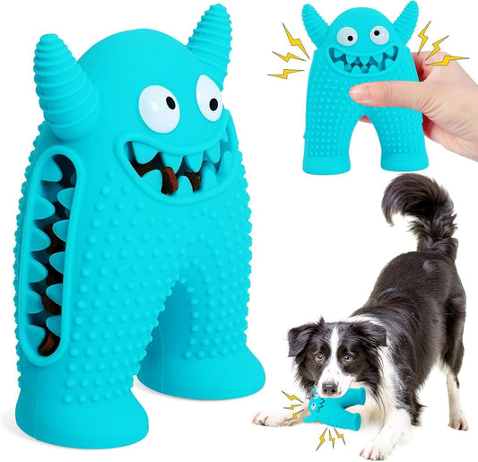 JMT-710922 Durable Monster-Shaped Squeaky Dog Chew Toy for Small Dogs - Natural Rubber Dental Cleaning Tool
