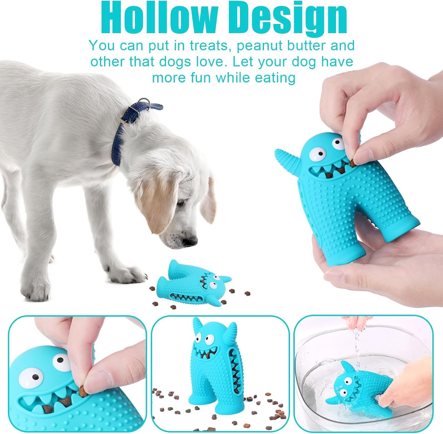 JMT-710922 Durable Monster-Shaped Squeaky Dog Chew Toy for Small Dogs - Natural Rubber Dental Cleaning Tool
