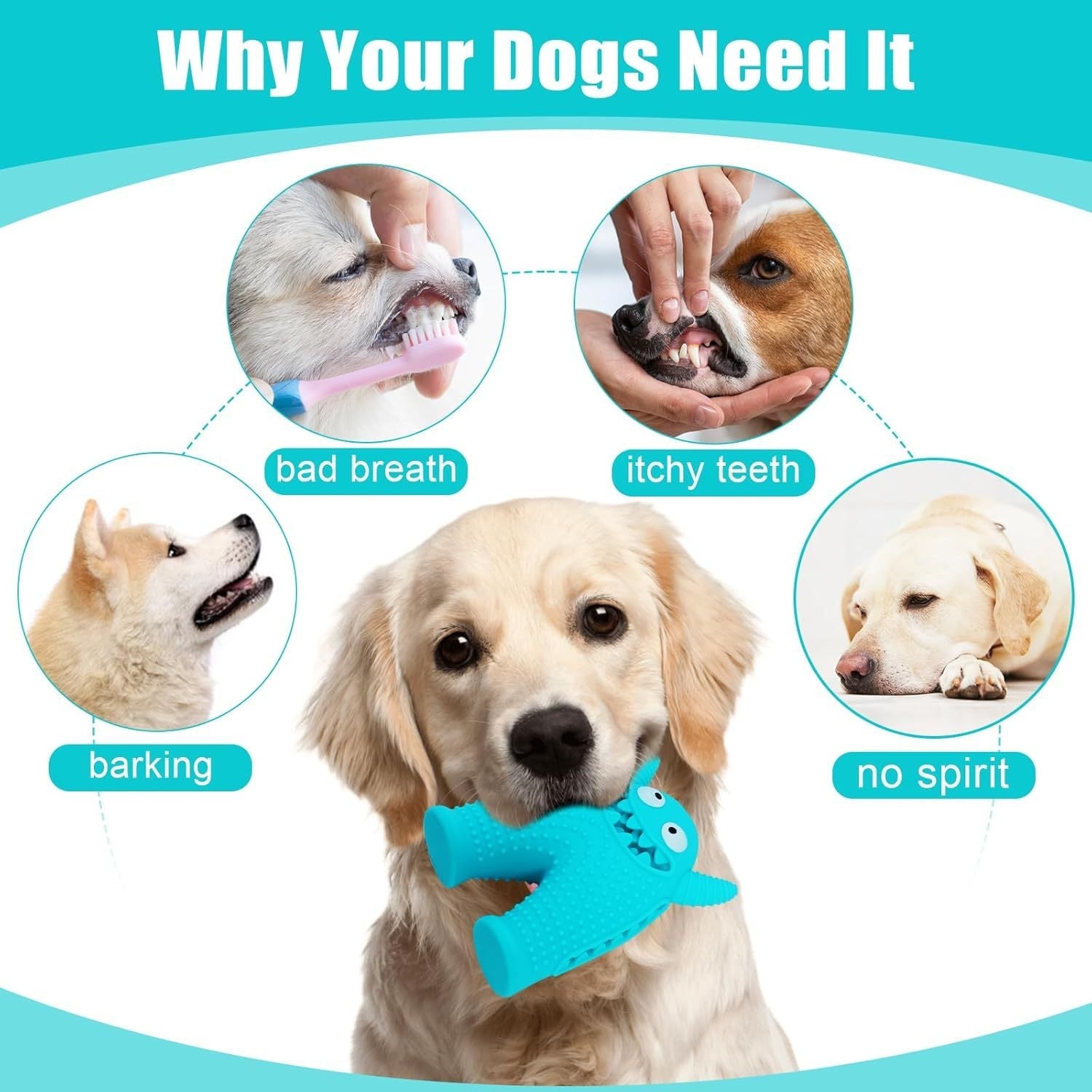 JMT-710922 Durable Monster-Shaped Squeaky Dog Chew Toy for Small Dogs - Natural Rubber Dental Cleaning Tool