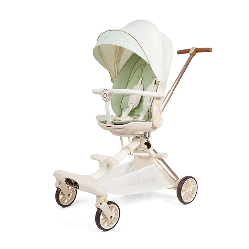 JMT-710922 Luxury Adjustable Leather Foldable Baby Stroller with Double-Sided Design