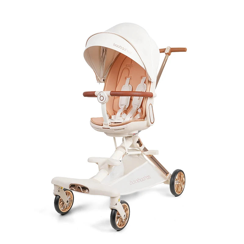 JMT-710922 Luxury Adjustable Leather Foldable Baby Stroller with Double-Sided Design