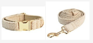 JMT-711434 Minimalist Cream Pet Collar and Harness Set with Leash and Bow for Dogs