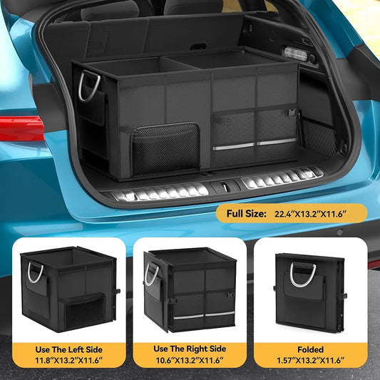 JMT-711562 Adjustable Multi-Compartment Car Trunk Organizer with Lid for SUVs and Trucks