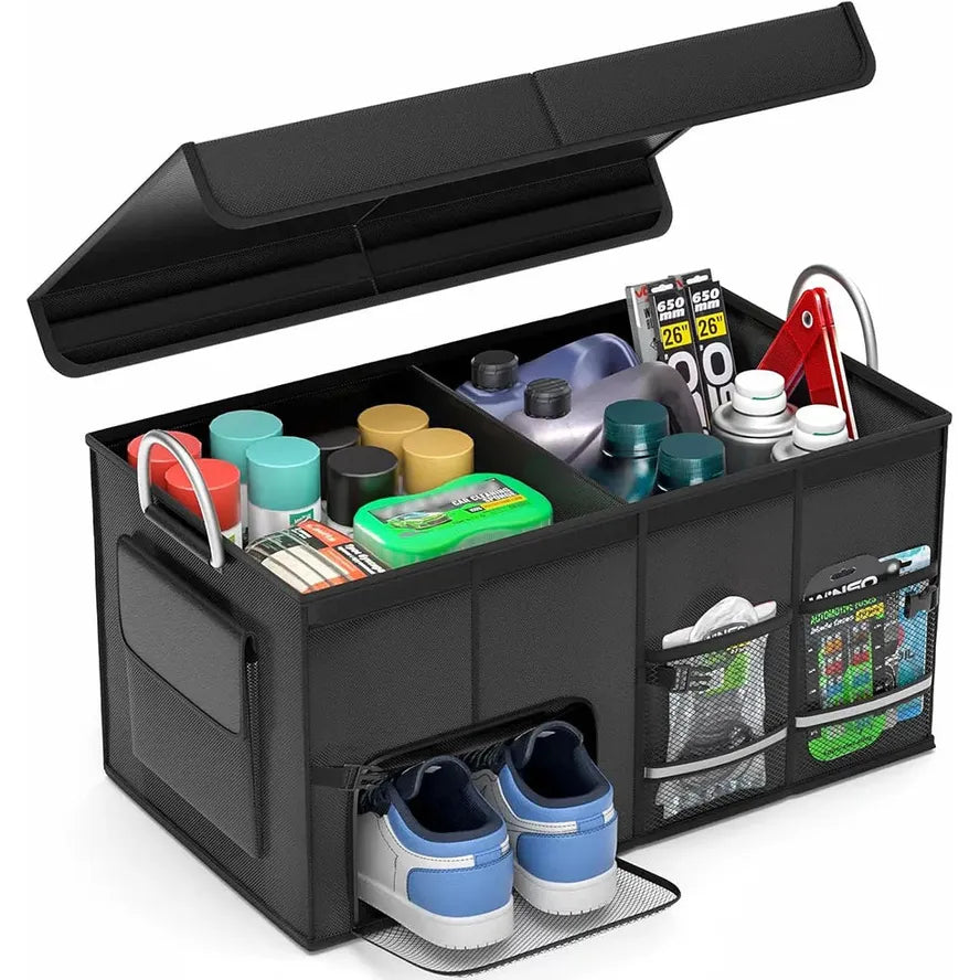 JMT-711562 Adjustable Multi-Compartment Car Trunk Organizer with Lid for SUVs and Trucks