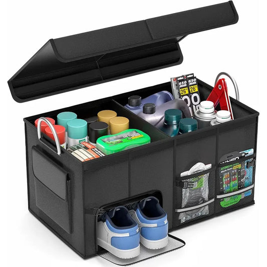 JMT-711562 Adjustable Multi-Compartment Car Trunk Organizer with Lid for SUVs and Trucks