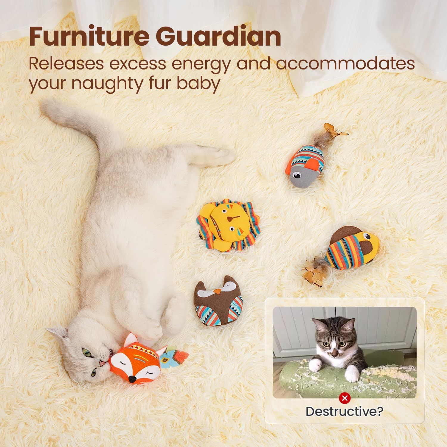 JMT-711754 Durable Catnip Jungle Animal Toys - Interactive Bite-Resistant Kicker Toys for Indoor Cats