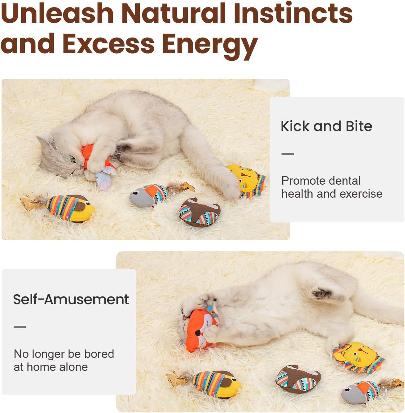 JMT-711754 Durable Catnip Jungle Animal Toys - Interactive Bite-Resistant Kicker Toys for Indoor Cats