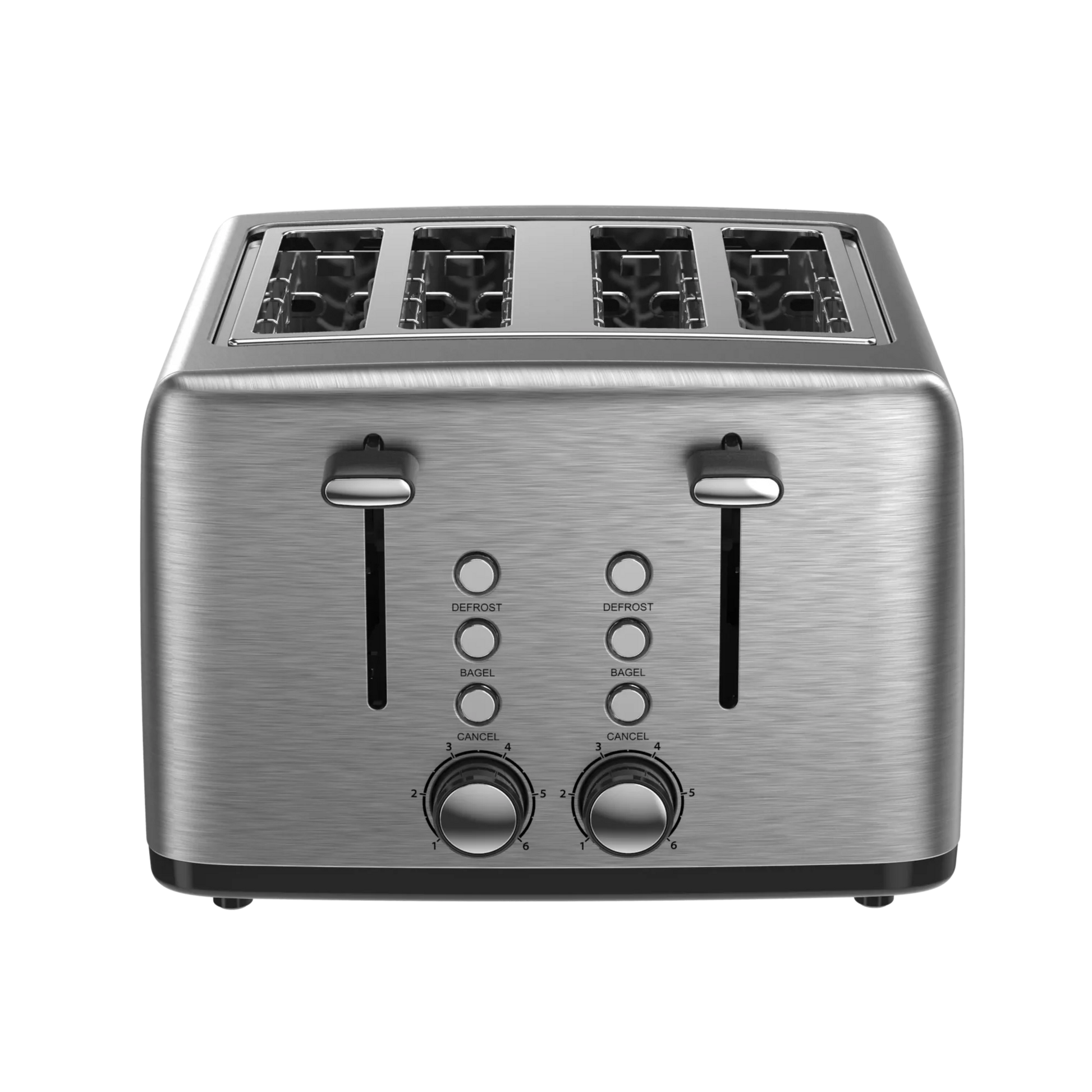 JMT-711882 4-Slice Wide Slot Stainless Steel Toaster with Red Indicator Light and Multi-Function Capability