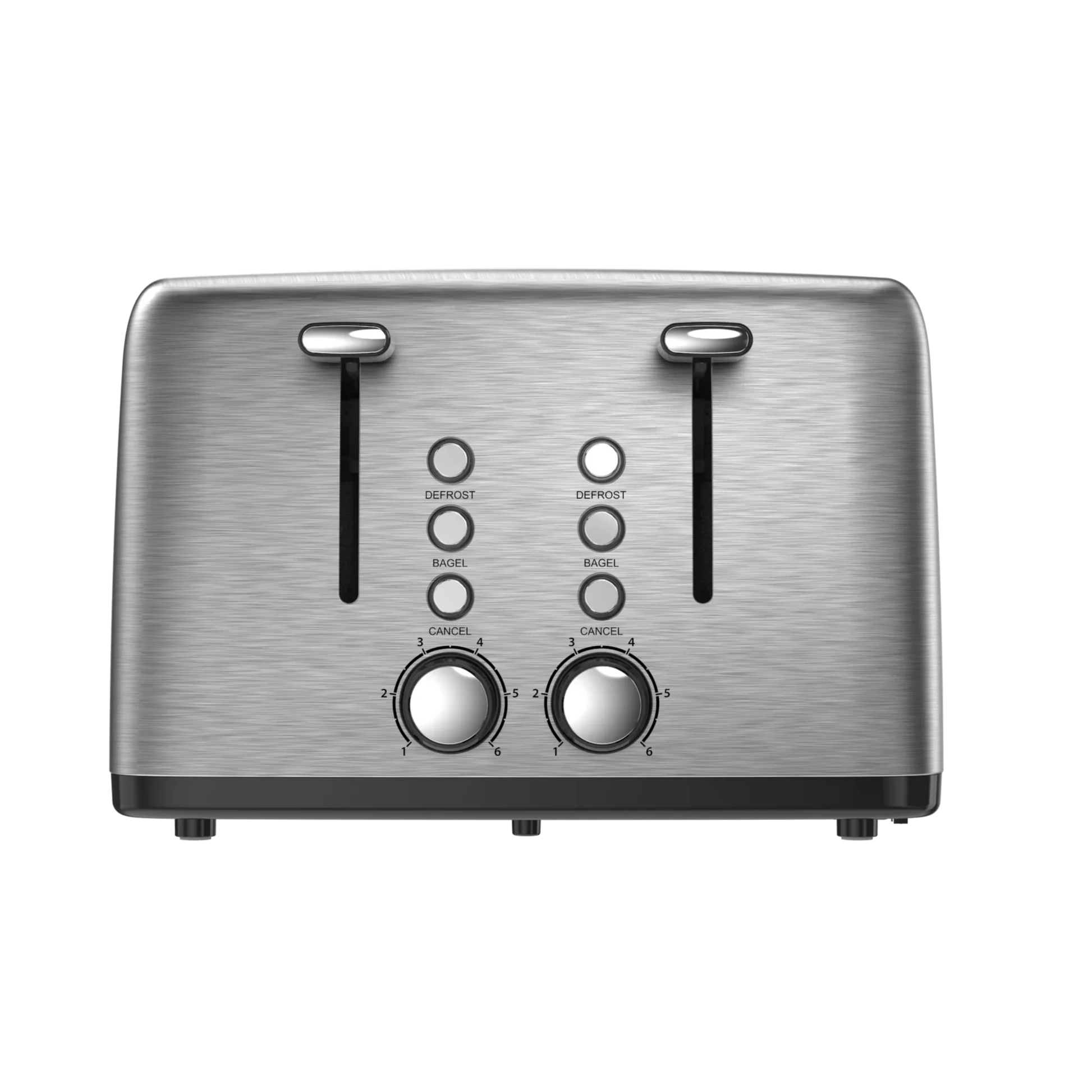 JMT-711882 4-Slice Wide Slot Stainless Steel Toaster with Red Indicator Light and Multi-Function Capability