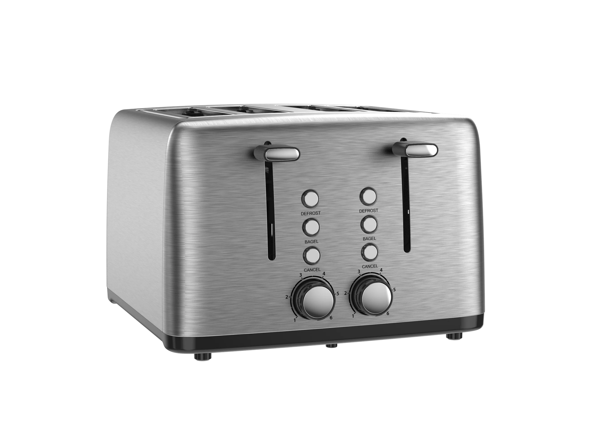 JMT-711882 4-Slice Wide Slot Stainless Steel Toaster with Red Indicator Light and Multi-Function Capability