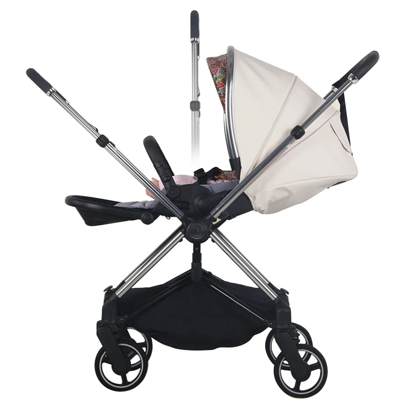JMT-711946 Folding Baby Stroller with Aluminium Frame and 360-Degree Wheels for Newborns - Two-Way Carriage