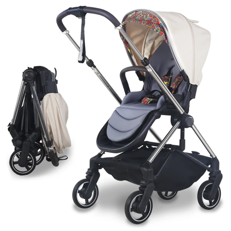 JMT-711946 Folding Baby Stroller with Aluminium Frame and 360-Degree Wheels for Newborns - Two-Way Carriage