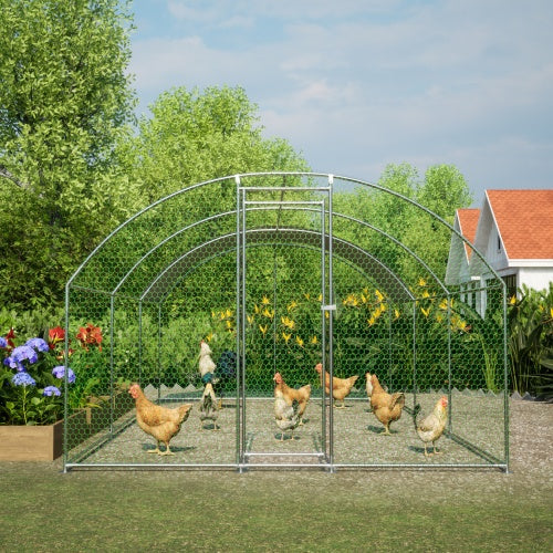 JMT-711946 Large Outdoor Metal Chicken Coop with Waterproof UV Cover and Walk-In Design