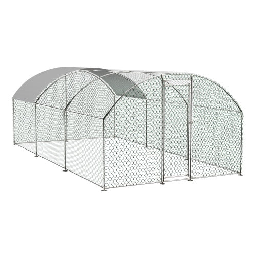 JMT-711946 Large Outdoor Metal Chicken Coop with Waterproof UV Cover and Walk-In Design