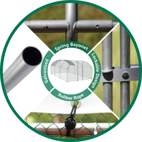 JMT-711946 Large Outdoor Metal Chicken Coop with Waterproof UV Cover and Walk-In Design