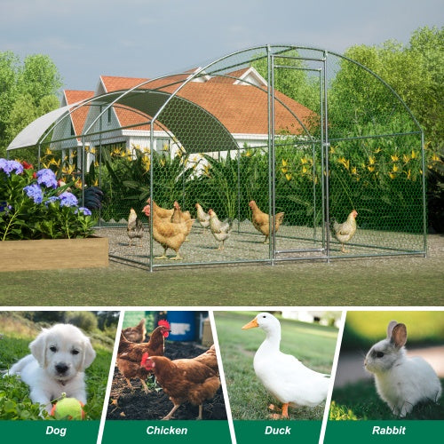 JMT-711946 Large Outdoor Metal Chicken Coop with Waterproof UV Cover and Walk-In Design