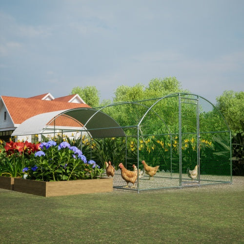 JMT-711946 Large Outdoor Metal Chicken Coop with Waterproof UV Cover and Walk-In Design