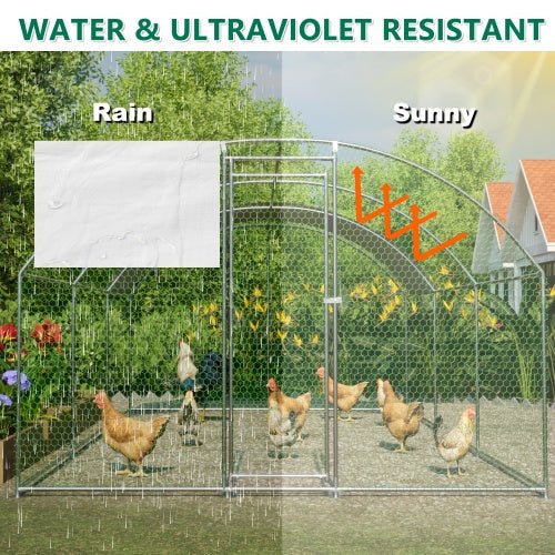 JMT-711946 Large Outdoor Metal Chicken Coop with Waterproof UV Cover and Walk-In Design