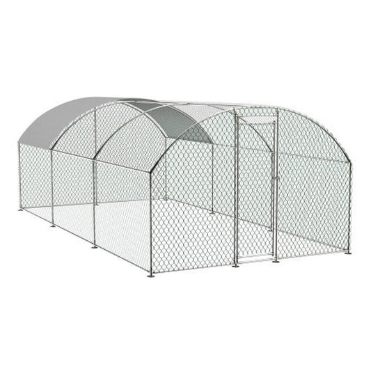 JMT-711946 Large Outdoor Metal Chicken Coop with Waterproof UV Cover and Walk-In Design