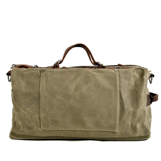 JMT-712330 Vintage Leather and Canvas Weekend Duffle Bag for Men
