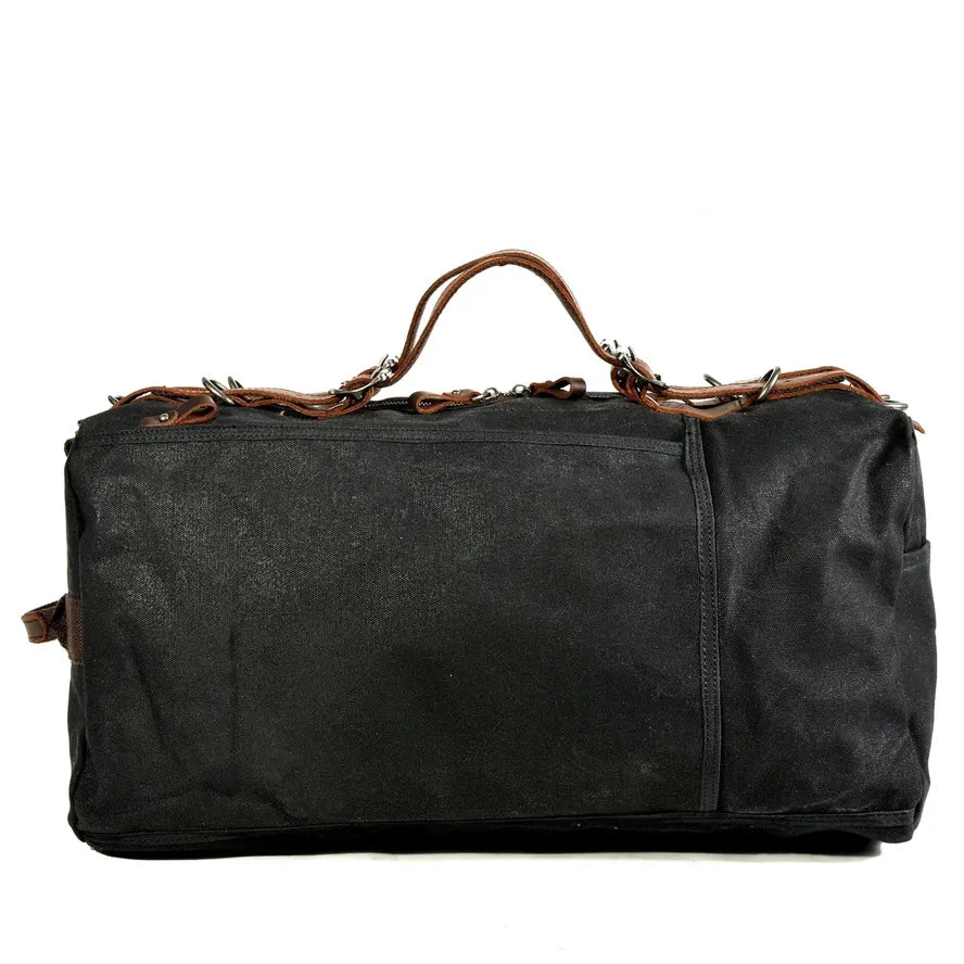 JMT-712330 Vintage Leather and Canvas Weekend Duffle Bag for Men