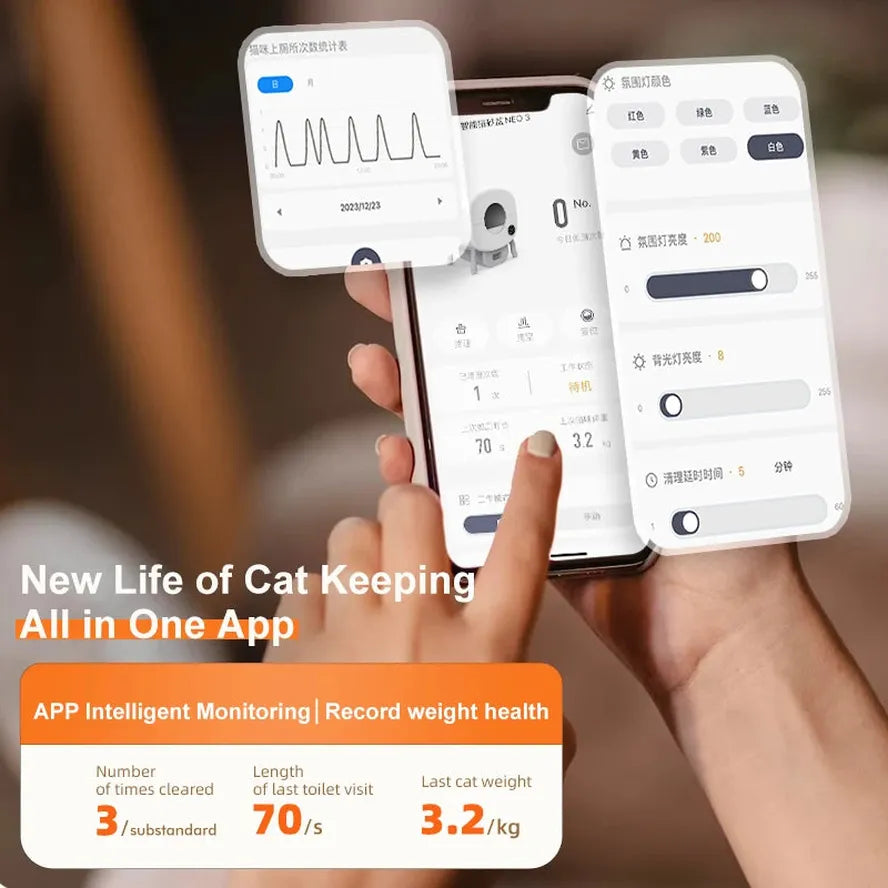 JMT-712458 Smart App-Controlled Automatic Self-Cleaning Cat Litter Box with Electronic Functionality
