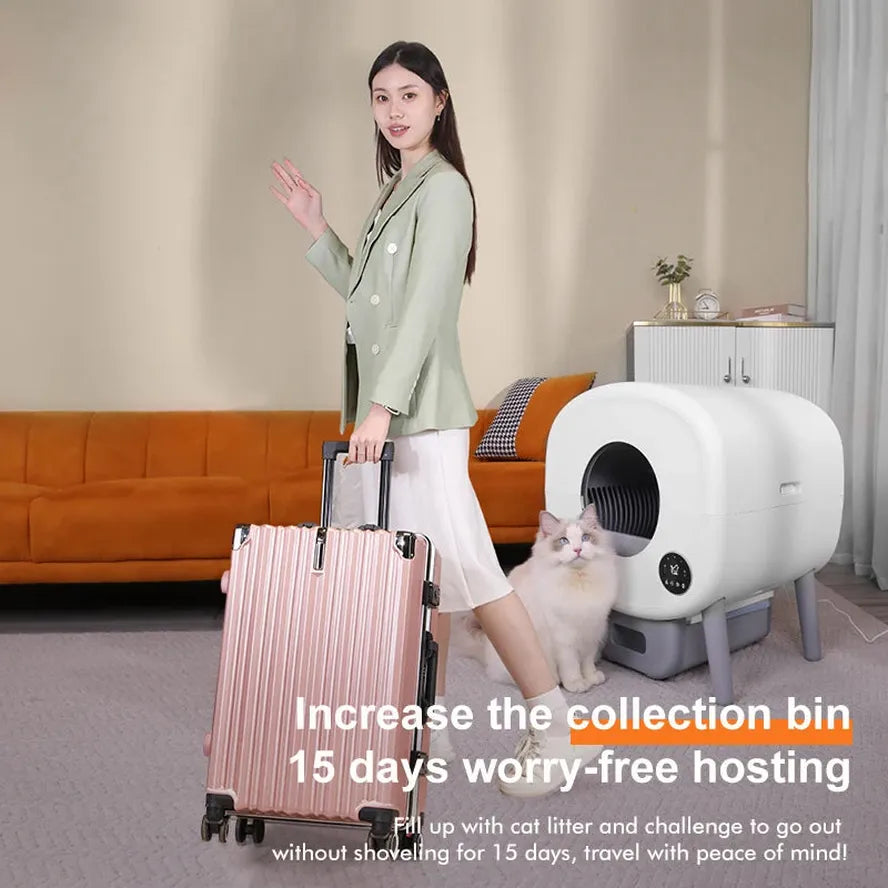 JMT-712458 Smart App-Controlled Automatic Self-Cleaning Cat Litter Box with Electronic Functionality