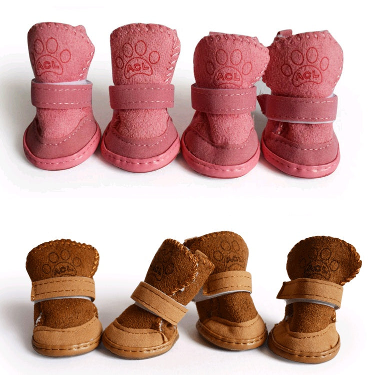 JMT-712714 Lambskin Winter Dog Boots - 4 Piece Set for Small to Extra Large Dogs