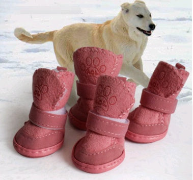 JMT-712714 Lambskin Winter Dog Boots - 4 Piece Set for Small to Extra Large Dogs