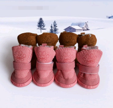 JMT-712714 Lambskin Winter Dog Boots - 4 Piece Set for Small to Extra Large Dogs