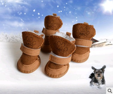 JMT-712714 Lambskin Winter Dog Boots - 4 Piece Set for Small to Extra Large Dogs