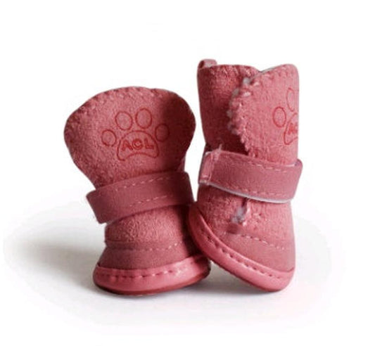 JMT-712714 Lambskin Winter Dog Boots - 4 Piece Set for Small to Extra Large Dogs