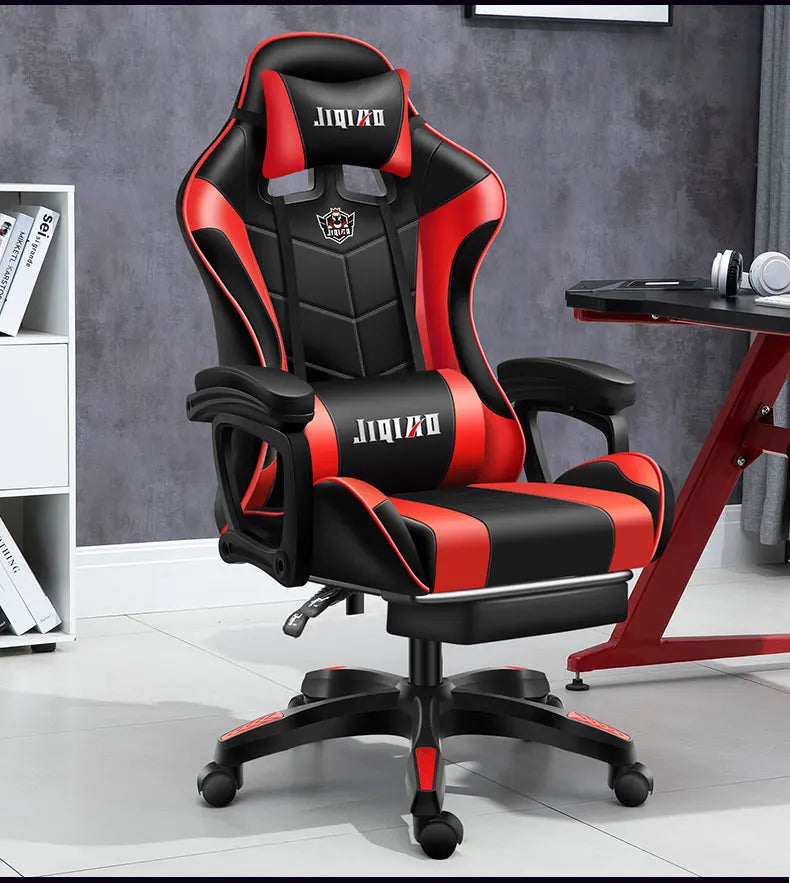 JMT-712842 Red Wide Racing Seat Office and Gaming Chair YN-002 with Height Adjustment and Chromed Metal Frame