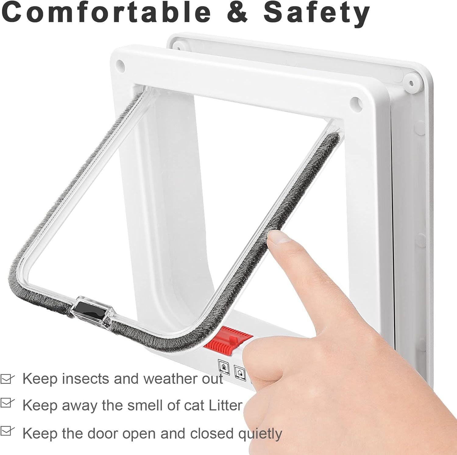 JMT-713098 Cat Door for Windows and Sliding Doors - Weatherproof Pet Flap with Lock and 4 Access Modes for Small Dogs and Cats