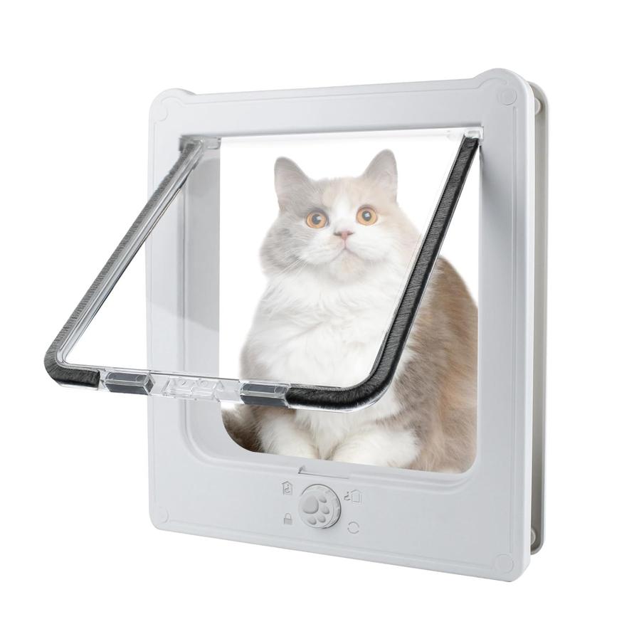 JMT-713098 Cat Door for Windows and Sliding Doors - Weatherproof Pet Flap with Lock and 4 Access Modes for Small Dogs and Cats