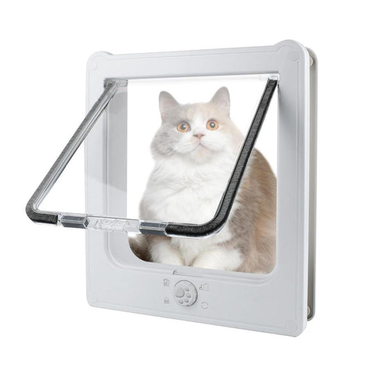 JMT-713098 Cat Door for Windows and Sliding Doors - Weatherproof Pet Flap with Lock and 4 Access Modes for Small Dogs and Cats