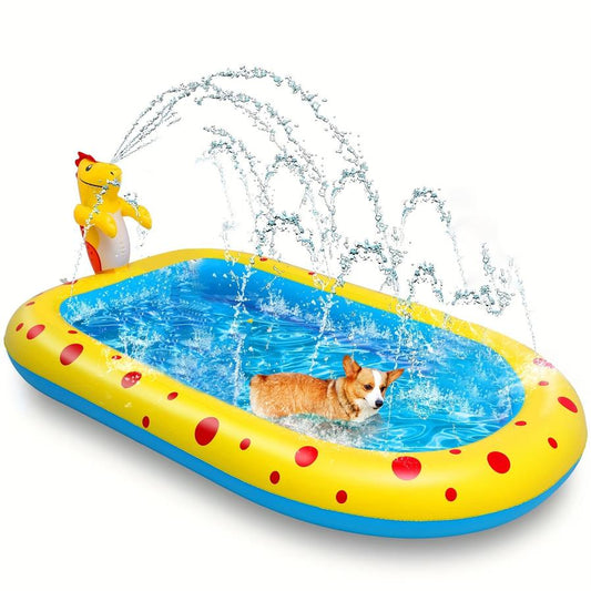 JMT-713162 Dinosaur Themed Water Spray Pool for Kids and Pets - 170x105x65cm Play Mat