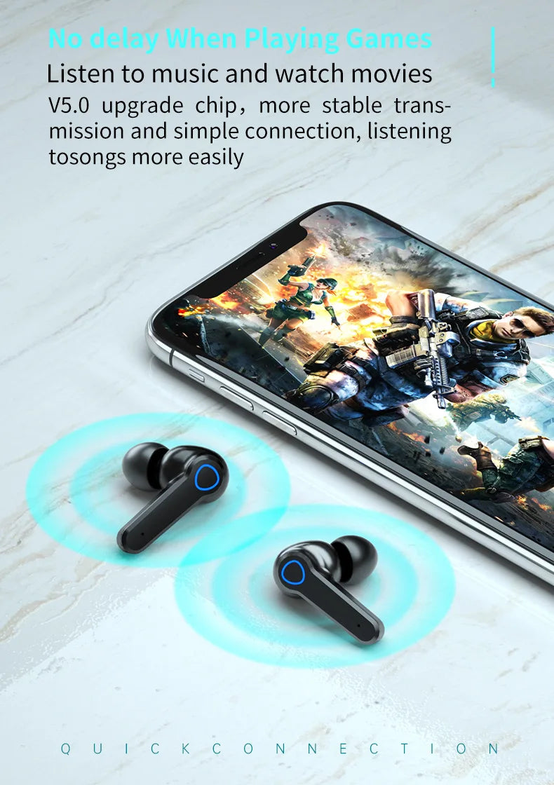 JMT-713418 2000mAh TWS Wireless Earbuds - HIFI Mini Bluetooth Headphones for IOS & Android E-Sports