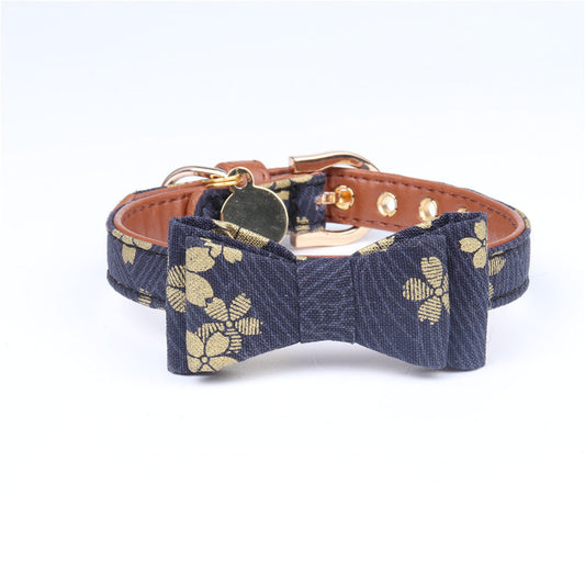 JMT-713738 Japanese Style Bronzing Pet Collar for Dogs - Adjustable PU Material in Multiple Colors