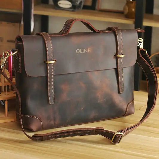 JMT-714058 Custom Leather Briefcase for Men - Professional Laptop Bag with Logo Design
